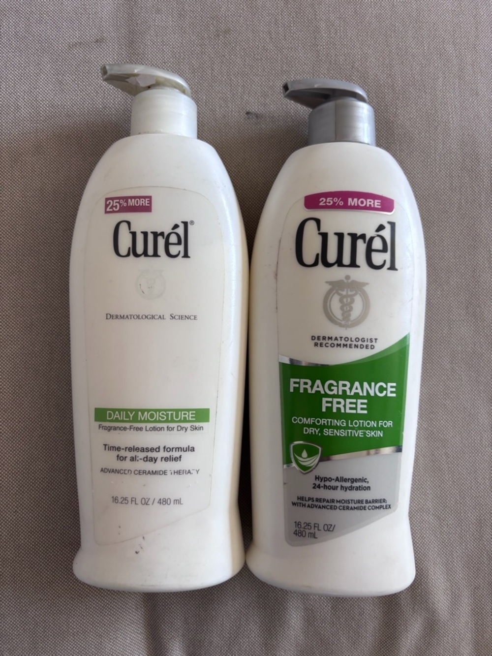Curél Fragrance Free Daily Moisture and dermatologist fragrance free lotions